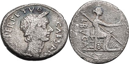moneta Roman Giulio Cesare denario  44 BC