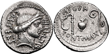 moneta Roman Giulio Cesare denario  46 BC