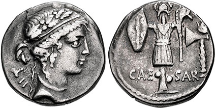 moneta Roman Giulio Cesare denario  48 BC
