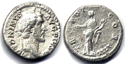 moneta Impero Romano Antonino Pio denario 