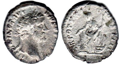 coin Roman Empire Antoninus Pius denarius
