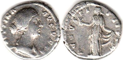 moneta Impero Romano Faustina II denario 