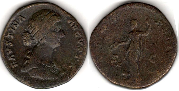 moneta Impero Romano Faustina II sestertius