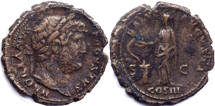 moneta Impero Romano Adriano As 