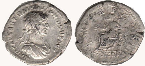 moneta Impero Romano Adriano denario 