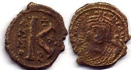 coin Byzantine Maurice half follis