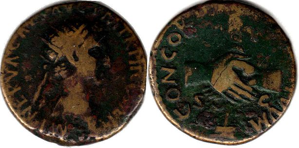 moneta Impero Romano Nerve Dupondio 