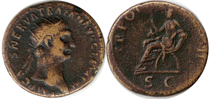 moneta Impero Romano Traiano Dupondio