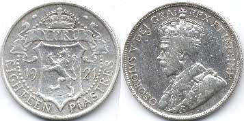 coin Cyprus 18 piasters 1921