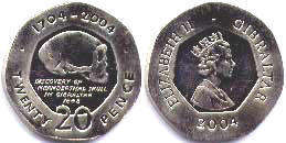 coin Gibraltar 20 pence 2004