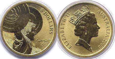 australian commemmorative coin 5 dollars 2000