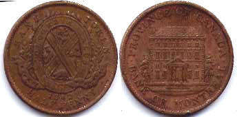 coin Lower Canada 1/2 penny 1842