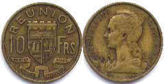 coin Reunion 10 francs 1955