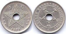 coin Belgian Congo 5 centimes 1921
