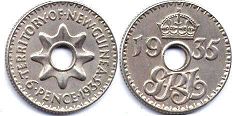 coin New Guinea 6 pence 1935
