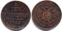 coin Austrian Empire 1/4 kreuzer 1851