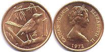 coin Cayman Islands 1 cent 1972