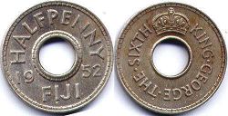 coin Fiji 1/2 penny 1952