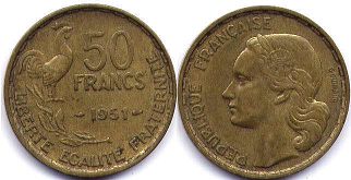 coin France 50 francs 1951