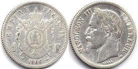 coin France 1 franc 1866 coin France 1 franc 1866