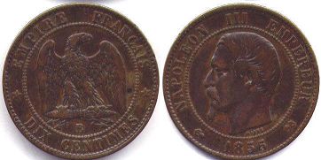 coin France 10 centimes 1855 coin France 10 centimes 1855