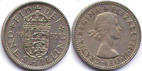 Münze Großbritannien 1 Schilling
 1957