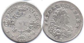 Münze Preußen 6 groschen 1702