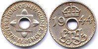 coin New Guinea 3 pence 1944
