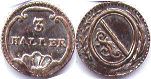 coin Zurich 3 heller no date (1803-1848)