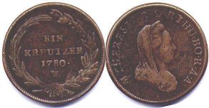 coin RDR Austria 1 kreuzer 1780