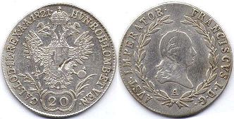 Münze Kaisertum Österreich 20 kreuzer 1821