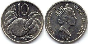 coin Cook Islands 10 cents 1987