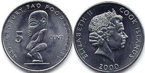 coin Cook Islands 5 cents 2000