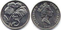 coin Cook Islands 5 cents 1992