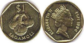 coin Fiji 1 dollar 1996