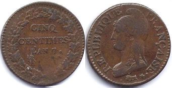 piece France 5 centimes 1798