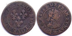 coin France double denier 1618