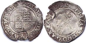 Münze Englisch Altsilber - Elizabeth I 6 Pence 