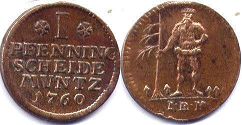 Münze Braunschweig-Lüneburg-Calenberg 1 Pfennig 1760