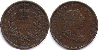 coin Essequibo and Demerara 1/2 stiver 1813