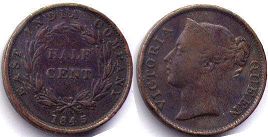 syiling Negeri-negeri Selat 1/2 cent 1845