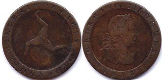 coin Isle of Man 1/2 penny 1813