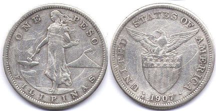 coin Philippines 1 peso 1907 