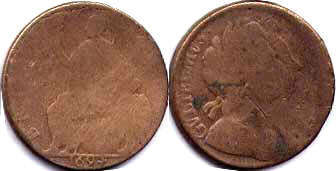 Münze UK alter halber Penny 1694