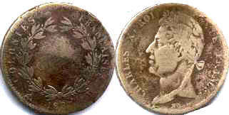 coin French Colonies 5 centimes 1827