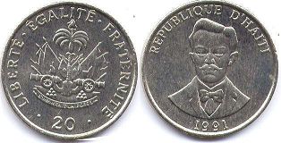 piece Haiti 20 centimes 1991