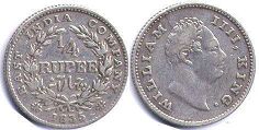 coin East India Company 1/4 rupee 1835