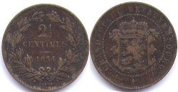 piece Luxembourg 2.5 centimes 1854