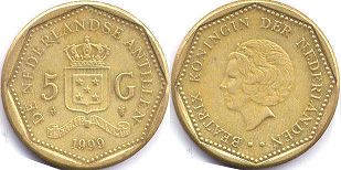 coin Netherlands Antilles 5 gulden 1999