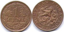 coin Curacao 1 cent 1947